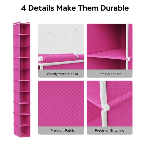 10 Tier Slim Hanging Shoe Organizer (Pink / 1-Pack)