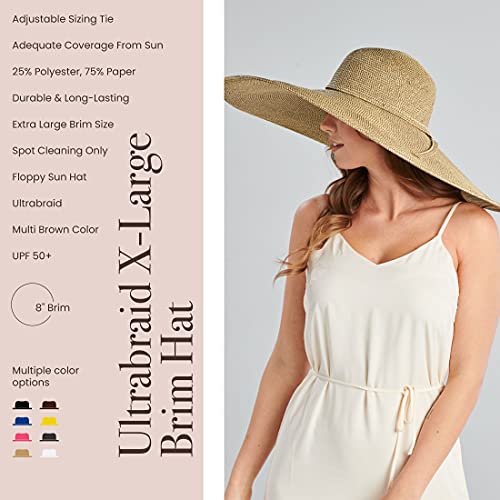 San Diego Hat Company UBX2535 Ultrabraid XL Brim Sun Hat Multi Brown One Size (One Size / Multi Brown- With Gold Lurex)