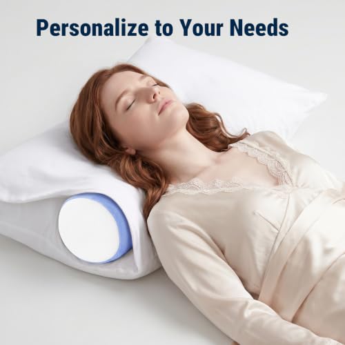 Neck Roll Cervical Pillow for Neck Pain Relief (Blue White / Large - 6.0" H)