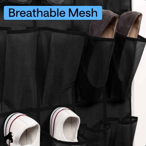 Over the Door Shoe Organizer (Black / 12 Pockets/2 Hooks)