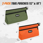 Tool Pouch 2 Pack 12" 10" (12"x7"&10" x 6" / Wedge-Orange/Green 2Pack)