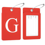 2 Pack Initial Luggage Tags for Suitcases Airplane Travel Essentials (Large G / Red)