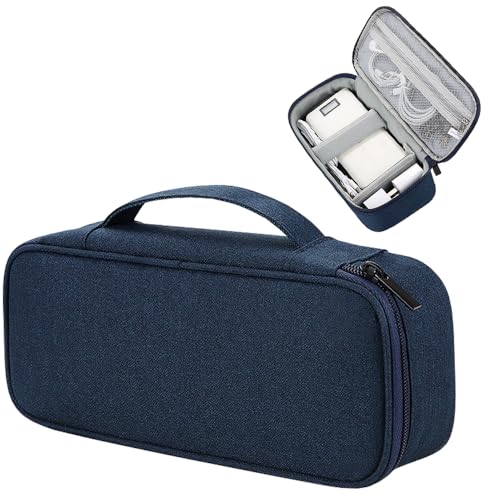 Tech Organizer Pouch with Handle (Navy Blue / Single Layer)
