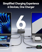 270W GaN 6‑Port Charging Station (Black-270W)