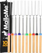 Smores Sticks for Fire Pit (10 Fork Set with Storage Bag)