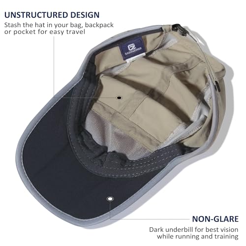 Baseball Cap Nylon Running Cap Outdoor Sports Hat for Men Women Adjustable Quick Drying Reflective Foldable UPF50+ Breath Mesh Water Repellency Race Performance Lightweight Khaki (6 7/8-7 1/2 / Khaki)