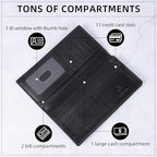 Leather Checkbook Cover Wallet for Men with RFID Blocking (Black+Black)