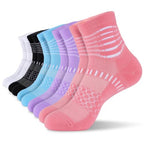 Ankle Compression Socks for Women Men Plantar Fasciitis Relief Cushioned Athletic Running Socks 5 Pairs (Small / Pink+purple+light Blue+black+white(5 Pairs))