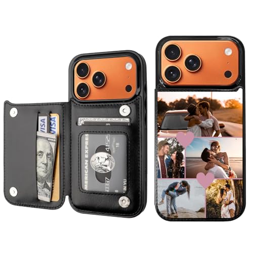 Custom Wallet Phone Case for iPhone 18 Pro Max with Photo (Black-E3 / iPhone 18 Pro Max)
