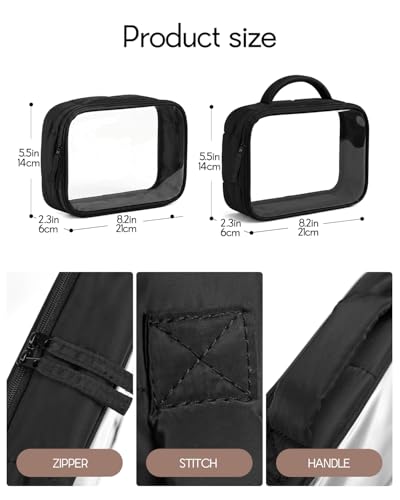 TSA Approved Toiletry Bag Clear Quart Size Travel Bags Makeup Bag (Puffer Black / 2 Pack)