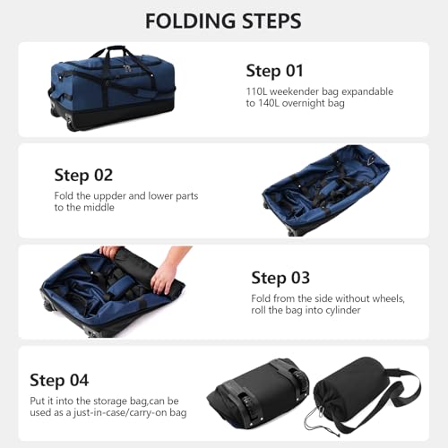 32 Inch Rolling Duffle Bag (Navy / Upgraded Oxford)