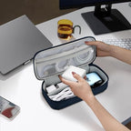 Tech Organizer Pouch with Handle (Navy Blue / Single Layer)