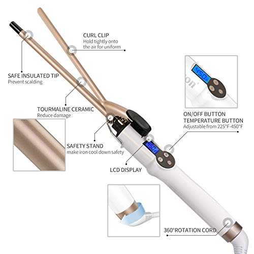 3 8 Inch Small Curling Iron for Short Hair Ceramic Tourmaline (3/8 Inch)