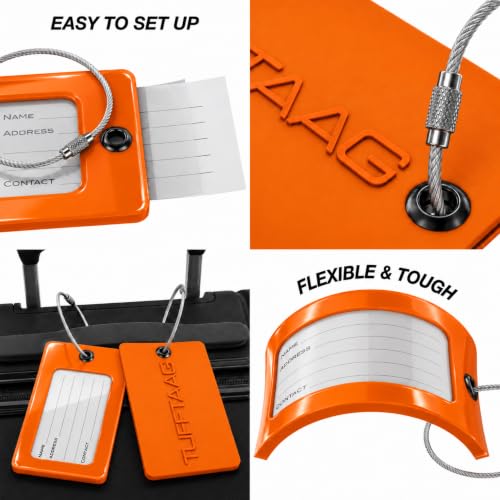 TUFFTAAG Luggage Tags (Orange 6pk / 6 Pack)