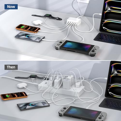 100W 6 in 1 USB Charger (A-White)