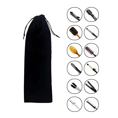 Flat Iron Case - Soft Cotton Curling Wand Sleeve and Travel Pouch for Hair Straighteners, Curling Irons, and Styling Tools (2Pcs, Black)