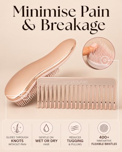 Detangling Comb & Brush Set (Metallic/Rose Gold)