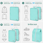 6 Set Compression Packing Cubes (Blue-6pcs / Set of 6)