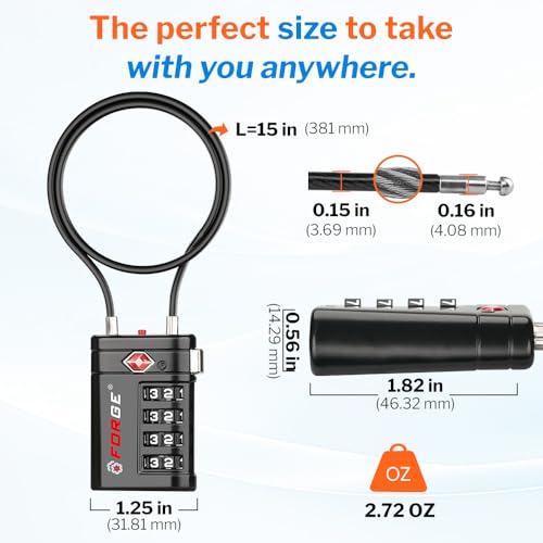 Open Alert TSA Approved Luggage Locks (Black Long 2 PK)