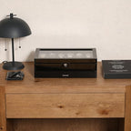 12 Slot Piano Black Watch Box with Valet Drawer (Piano Black / Black)