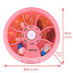 2PCS INVODA Weekly Pill Organizer 7 Compartment Rotating Pill Box for Daily (Pink+blue)