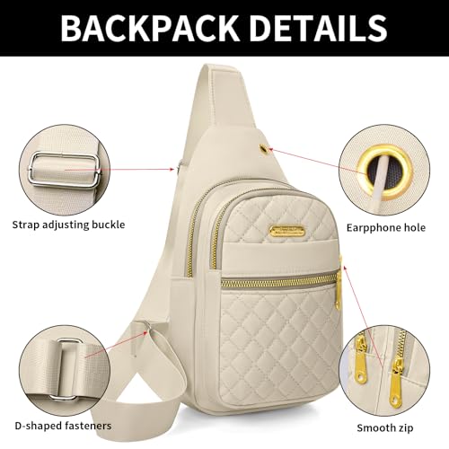 Small Sling Bag For Women Men Casual Crossbody Sling Backpack (8002-beige)