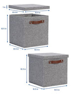 Foldable Fabric Storage Bins with Lids (10.5×10.5×10.5 / A-Gray)