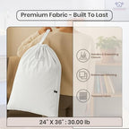 LFH Home Cotton Rich Large Laundry Bag with Handle (24”x36” (Pack of 6) / White)