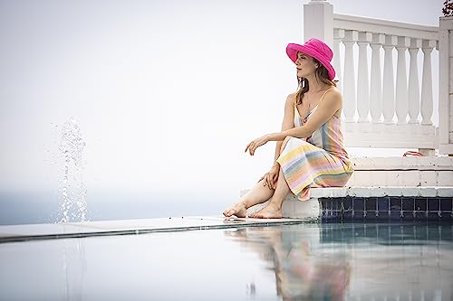 Women's Cotton Hat with Inner Drawstring and Upf 50+ Rating (One Size / Periwinkle)