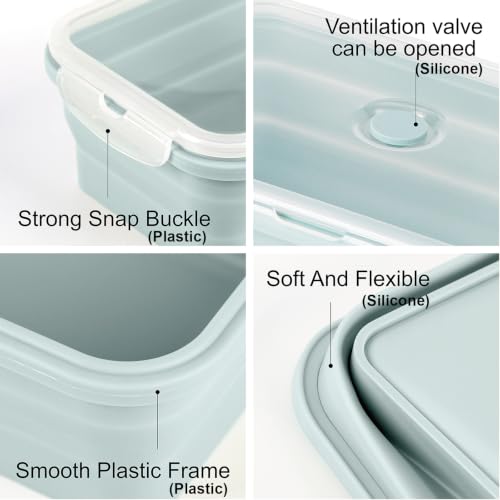 Collapsible Food Storage Containers with Airtight Lid & Air Vent (6x2000ml Blue)