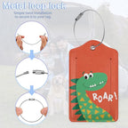 2 Pack Luggage Tags (Cute Cartoon Dinosaur)