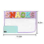 Clear Snacks Bag for Travel (Purple-Snacks)