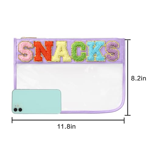Clear Snacks Bag for Travel (Purple-Snacks)