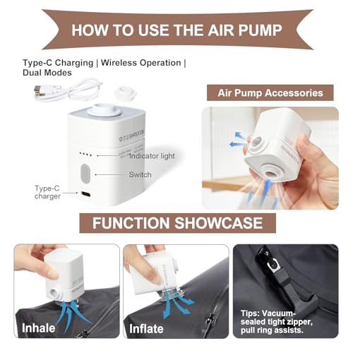 Vacuum Backpack Travel with Pump (A1-beige Brown / 30 liters)