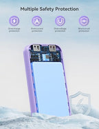 Portable Charger Power Bank 10000mAh with Built in Cables & Wall Plug (Violet)