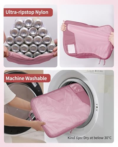 4 Set Compression Packing Cubes for Travel Essentials (Dusty Rose-Compress)