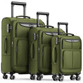 Luggage Sets 3 Piece Softside Expandable Durable Suitcase Sets (Olive Green / 20in24in28in)