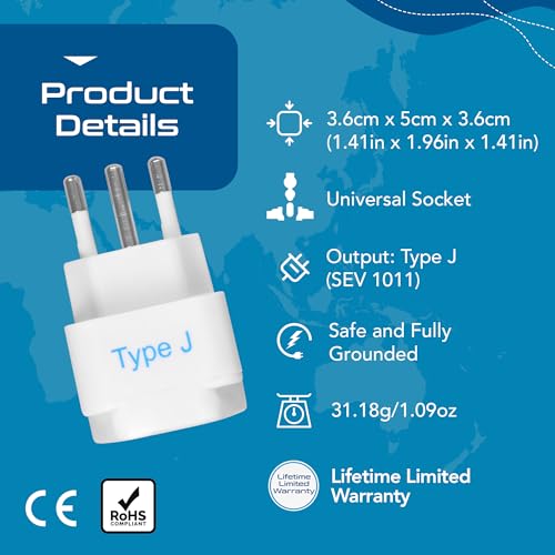 Switzerland Travel Plug Adapter (Off-White)