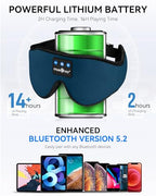3D Sleep Headphones Bluetooth 5.4 Sleep Mask with HD Speakers (Indigo Blue)