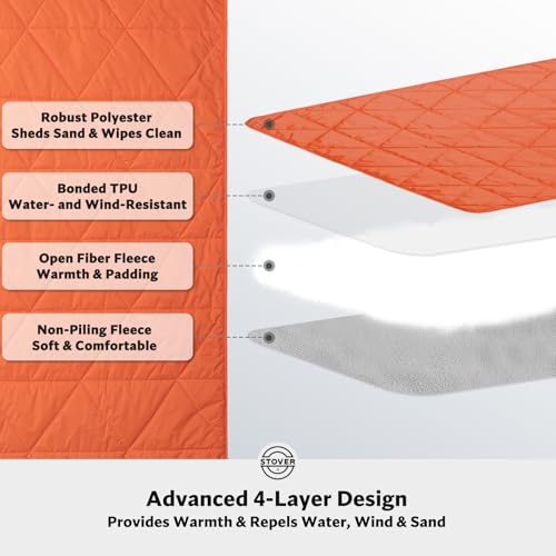 Large Waterproof Outdoor Stadium Blanket (01 - Game Day Orange)