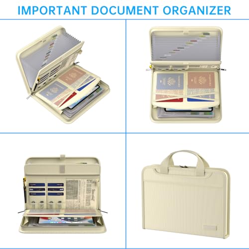 Accordion File Organizer (Beige / 14.2" x 10.4" x 2")