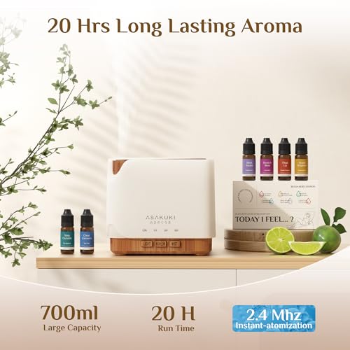 Essential Oil Diffuser for Home with Top 6 Essential Oil Sets (Golden)