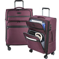 Softside Expandable checked Luggage with Front Business Pockets (Burgundy-24 / 24 inch)