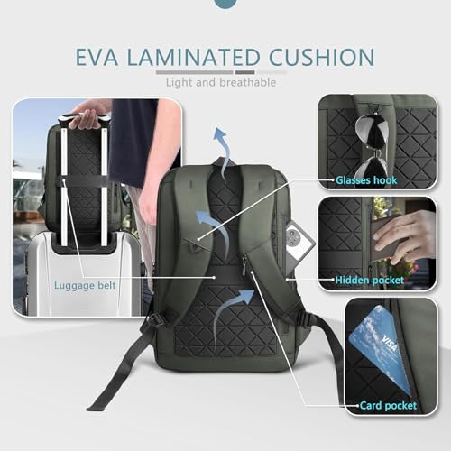 Laptop Backpack for Men for 17.3 Inch Computer Bag with USB A&C Charger (Green / 17.3 inch)