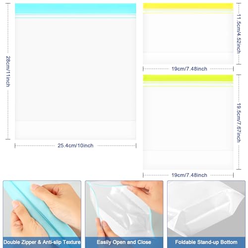 20 Pack Stand Up Reusable Freezer Bags (Multicolor / 20 Pack - 8 Gallon, 7 Sandwich, 5 Snack Bags)