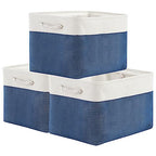 Organization and Storage for Organizing (White & Blue / 3PCS/Large Cube - 16L×12W×12H)