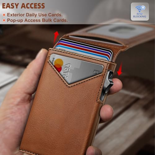 Men Leather Wallet for AirTag (Brick Brown8621)