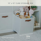 13x13 Cube Storage Bins (Off-White / (13x13) Leather Handles)