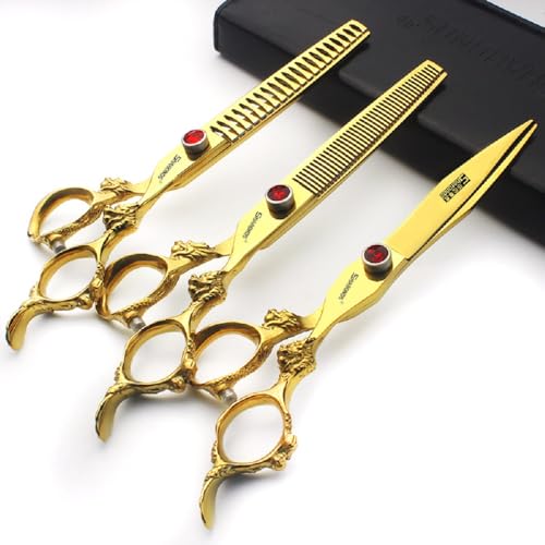 Gold Dragon Professional Hairdressing Scissors (7 Inch 3-piece Set)