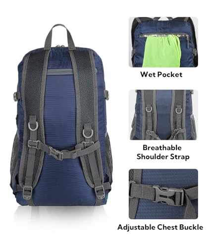 Lightweight Packable Hiking Backpack (Green & Yellow)